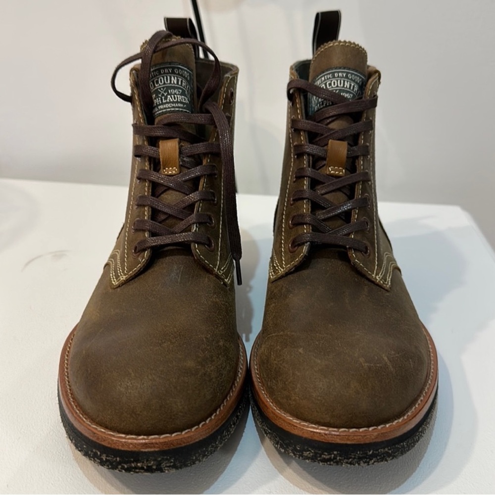 🦖POLO RALPH LAUREN ARMY TALL MEN`S BOOTS SIZE-8 COLOR-BROWN